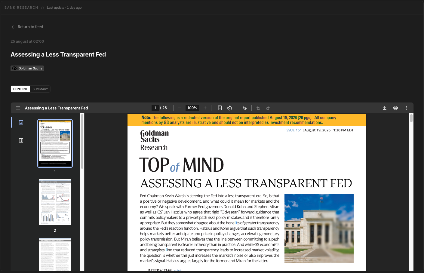 Bank Research